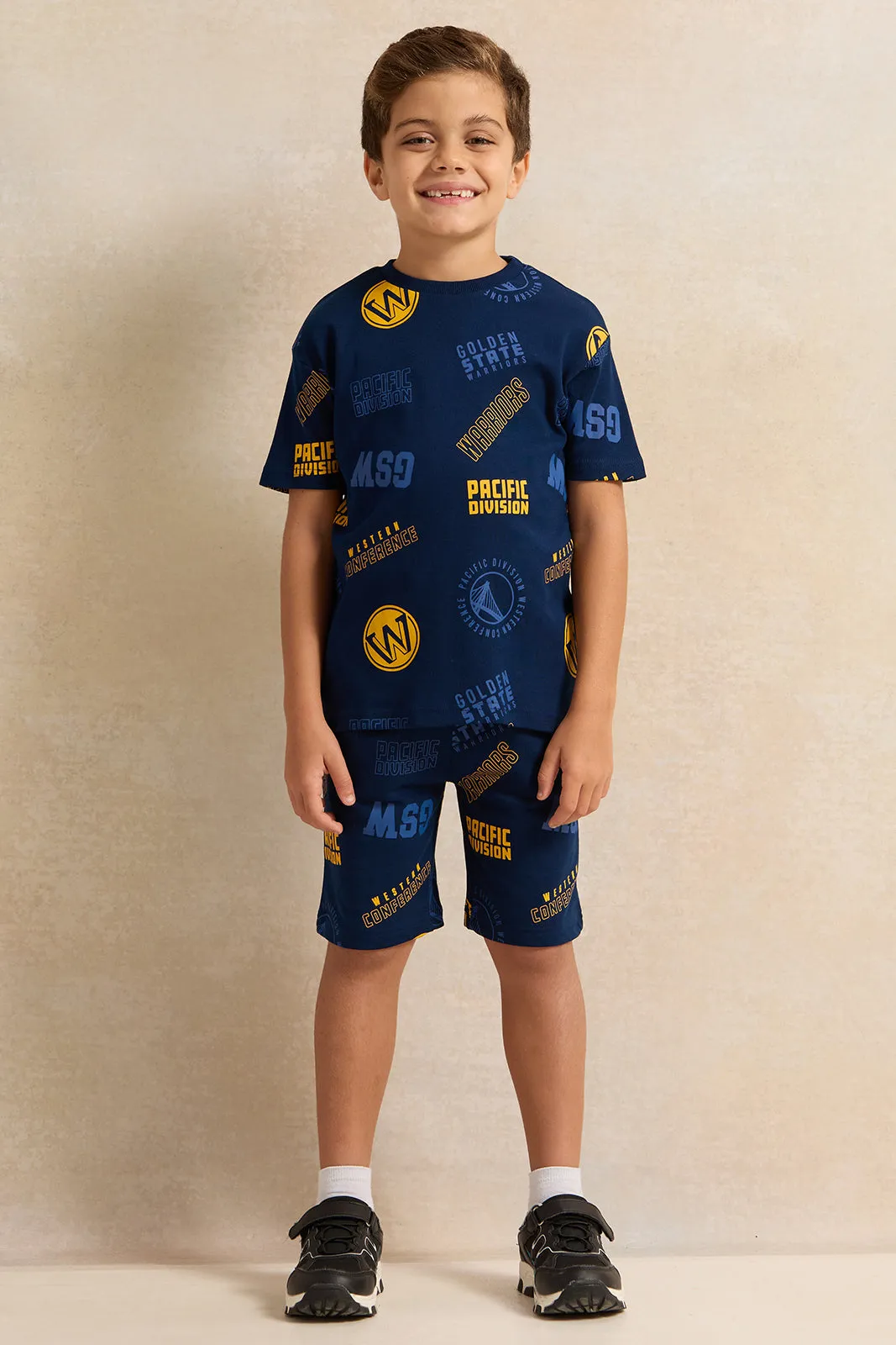 Boys Navy NBA Print T-Shirt