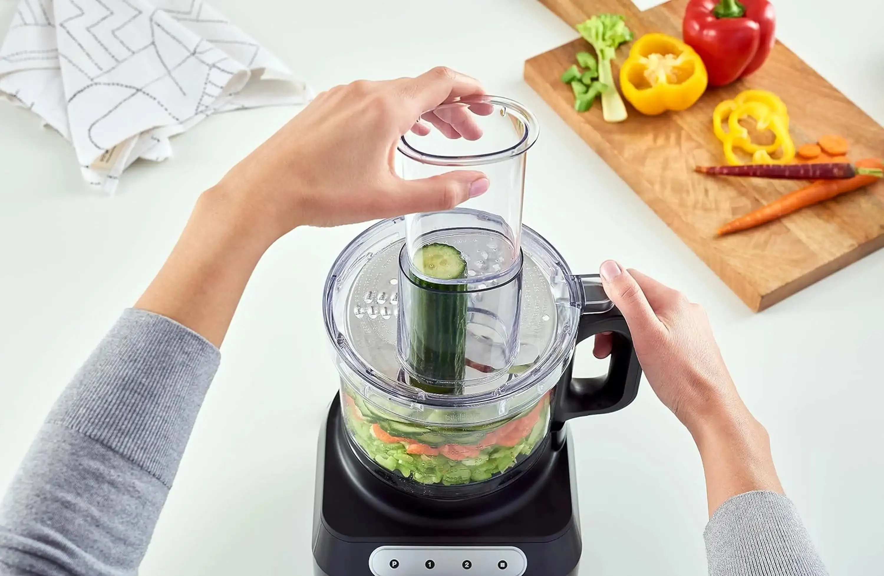 Braun 500W Easy Prep 8 Cup Food Processor in Stainless Steel & Black (FP3211SI)