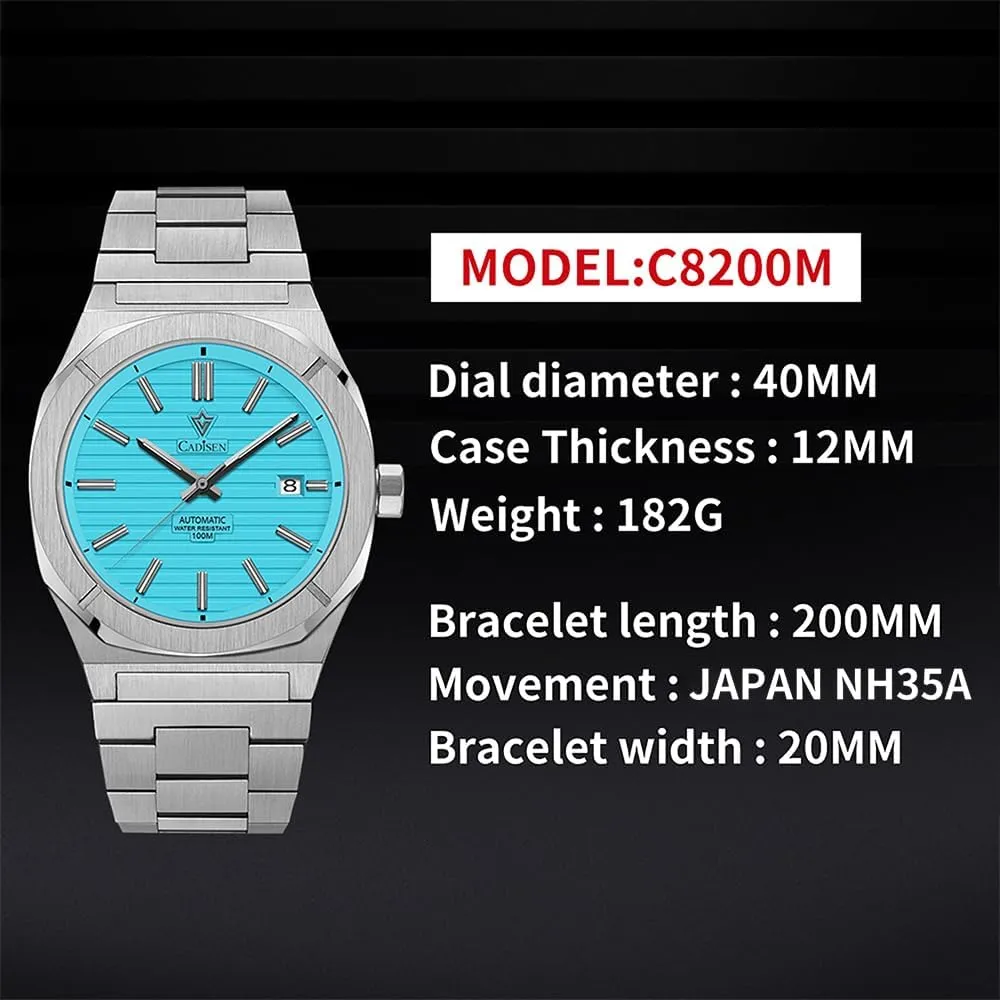 CADISEN Mens Automatic Watch Mechanical NH35 Movement Waterproof Sapphire Glass Casual Business Watches