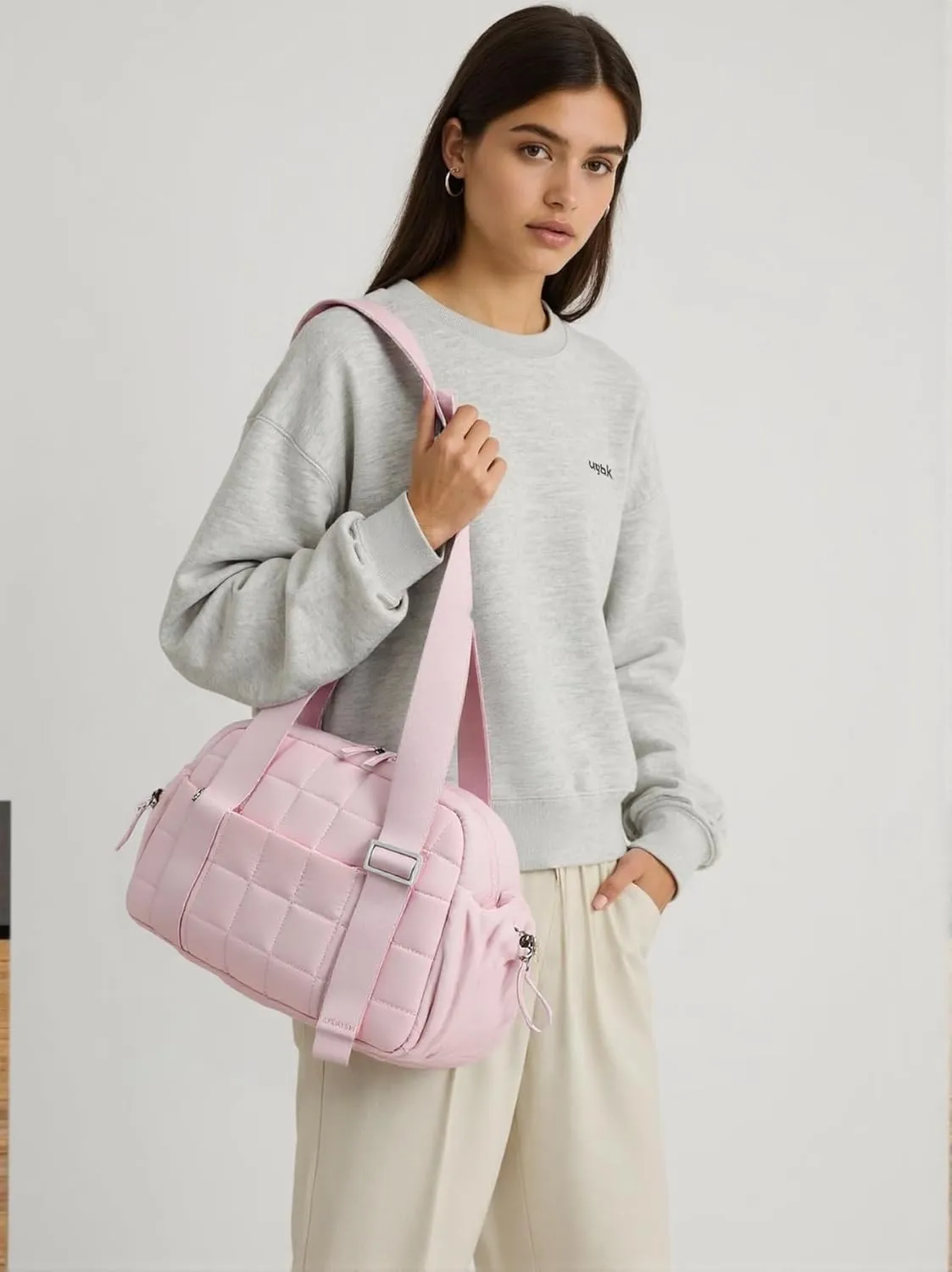 CAMTOP Mini Gym Bag for Women, Small Gym Tote Bag Puffy Quilted Sports Duffel Bag with Wet Compartment and Coin Purse Duffel Bags Dance Yoga Workout Bag