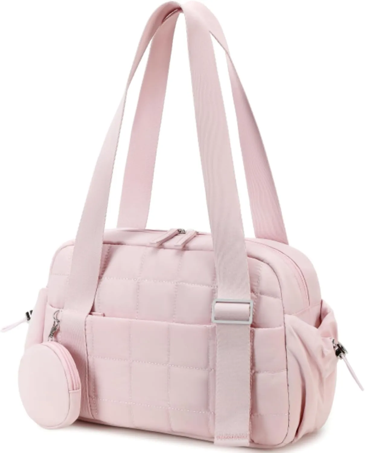 CAMTOP Mini Gym Bag for Women, Small Gym Tote Bag Puffy Quilted Sports Duffel Bag with Wet Compartment and Coin Purse Duffel Bags Dance Yoga Workout Bag
