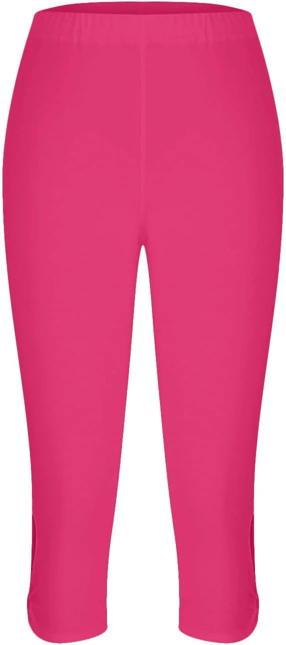 Capri Leggings for Women Plus Size Yoga Pants Summer Essential Cropped Leggings Soft Stretch Workout Tights