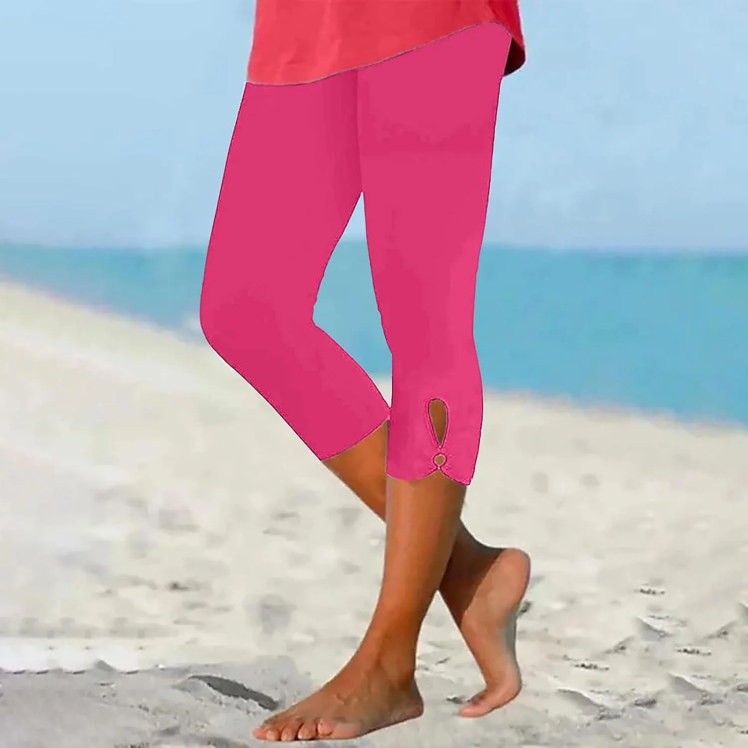 Capri Leggings for Women Plus Size Yoga Pants Summer Essential Cropped Leggings Soft Stretch Workout Tights