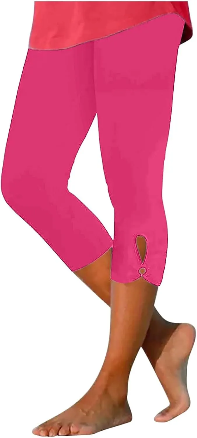Capri Leggings for Women Plus Size Yoga Pants Summer Essential Cropped Leggings Soft Stretch Workout Tights