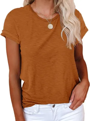 Cicy Bell Women's Short Sleeve Shirts Crewneck Loose Casual Summer Basic Tees Tops