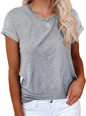 Cicy Bell Women's Short Sleeve Shirts Crewneck Loose Casual Summer Basic Tees Tops