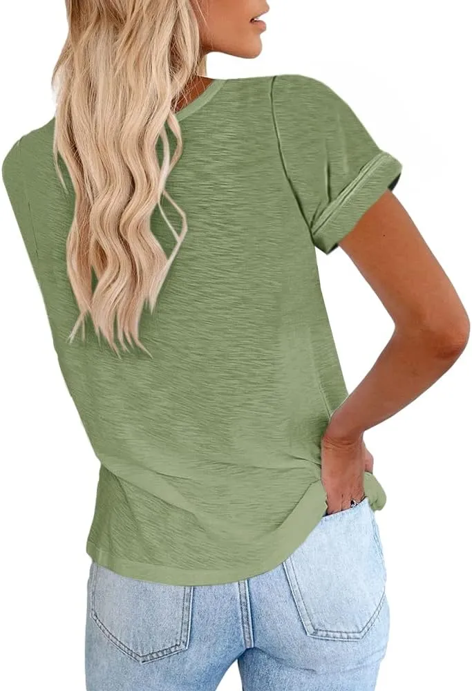 Cicy Bell Women's Short Sleeve Shirts Crewneck Loose Casual Summer Basic Tees Tops