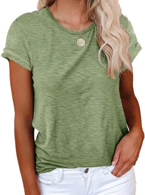 Cicy Bell Women's Short Sleeve Shirts Crewneck Loose Casual Summer Basic Tees Tops