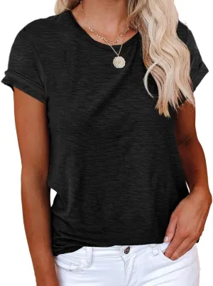 Cicy Bell Women's Short Sleeve Shirts Crewneck Loose Casual Summer Basic Tees Tops