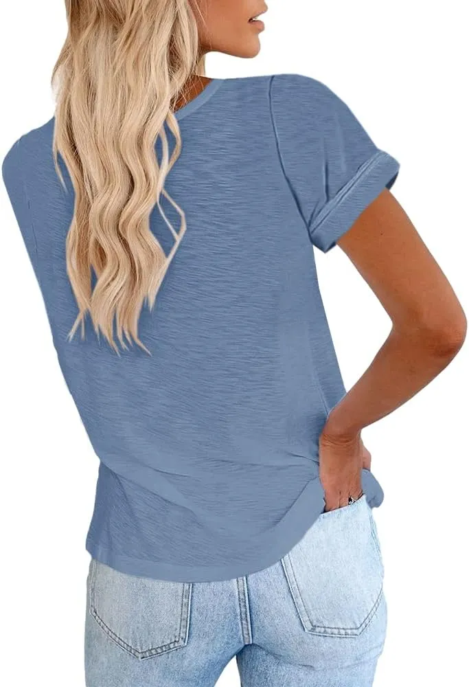Cicy Bell Women's Short Sleeve Shirts Crewneck Loose Casual Summer Basic Tees Tops