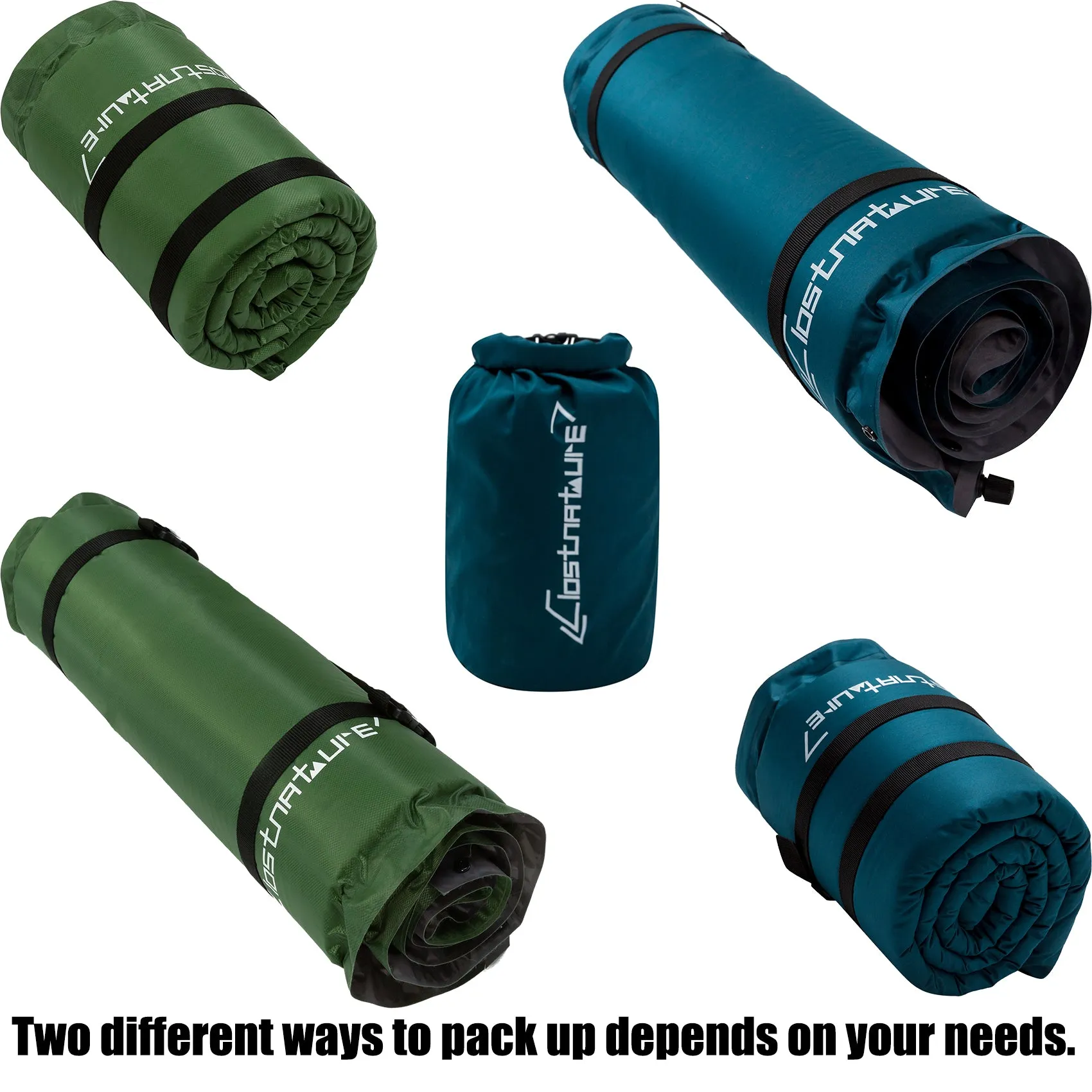 Clostnature Self Inflating Sleeping Pad for Camping - 1.5 inch/3.8cm Camping Pad, Lightweight Inflatable Sleeping Mat, Green