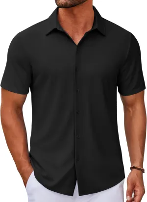 COOFANDY Men's Casual Button Down Short Sleeve Shirts Untucked Wrinkle Free Shirt Stretch Dress Shirts