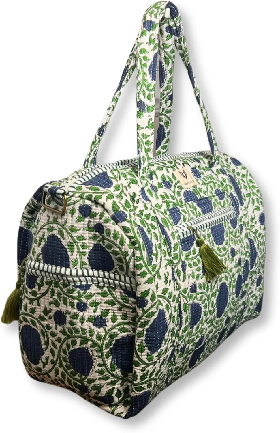 Cotton Weekender Duffel Bag- Hand Block Printed Travel Bag (Froza)