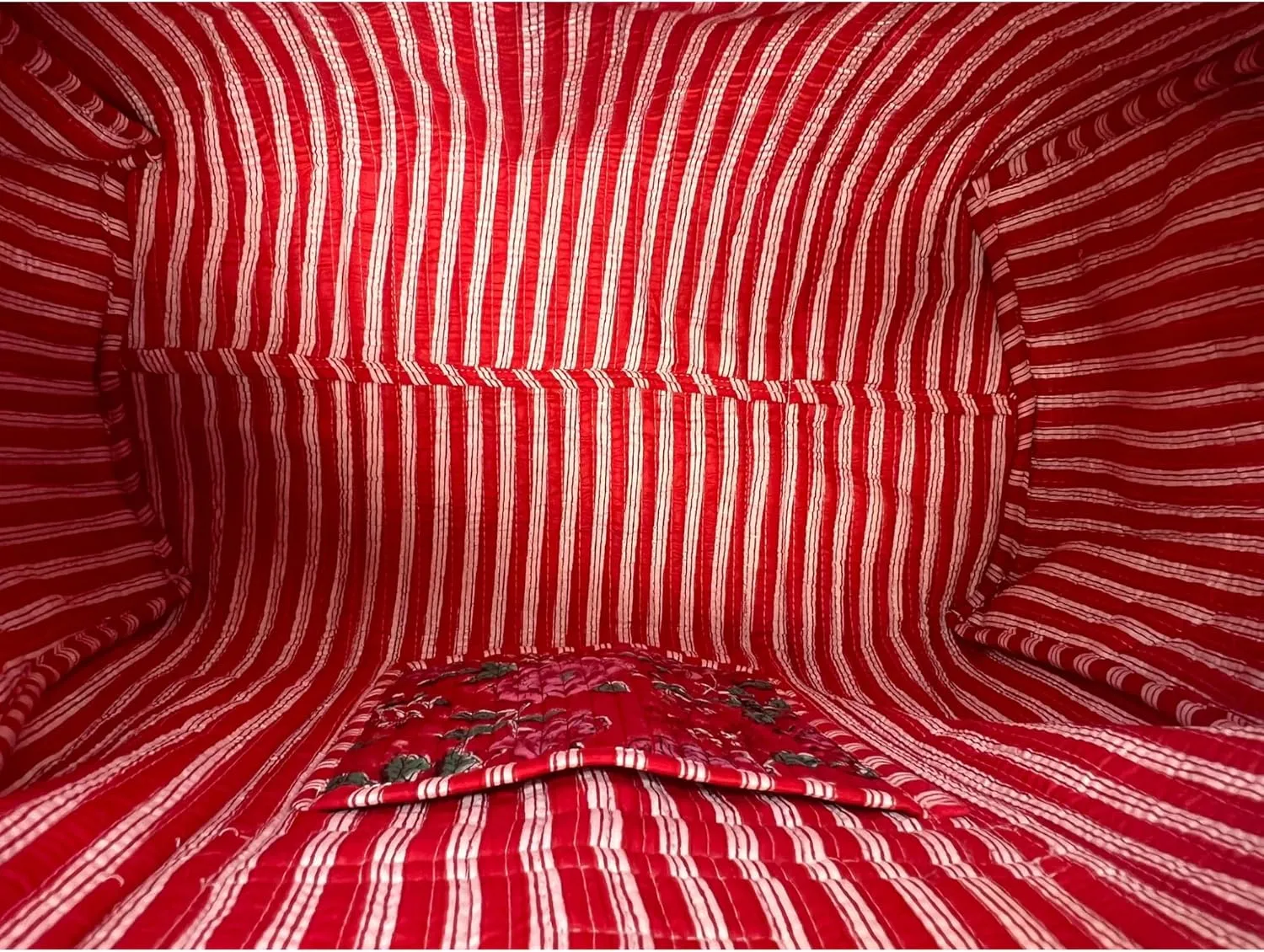 Cotton Weekender Duffel Bag- Hand Block Printed Travel Bag (Rosey Red)