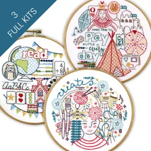 Create, Play, Read Embroidery Kit Bundle of 3