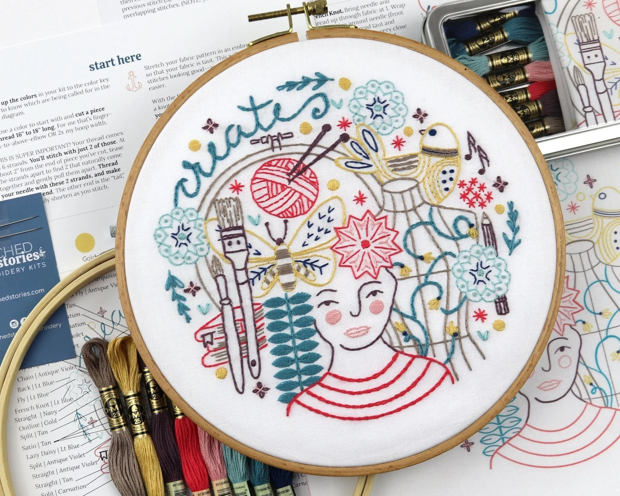 Create, Play, Read Embroidery Kit Bundle of 3