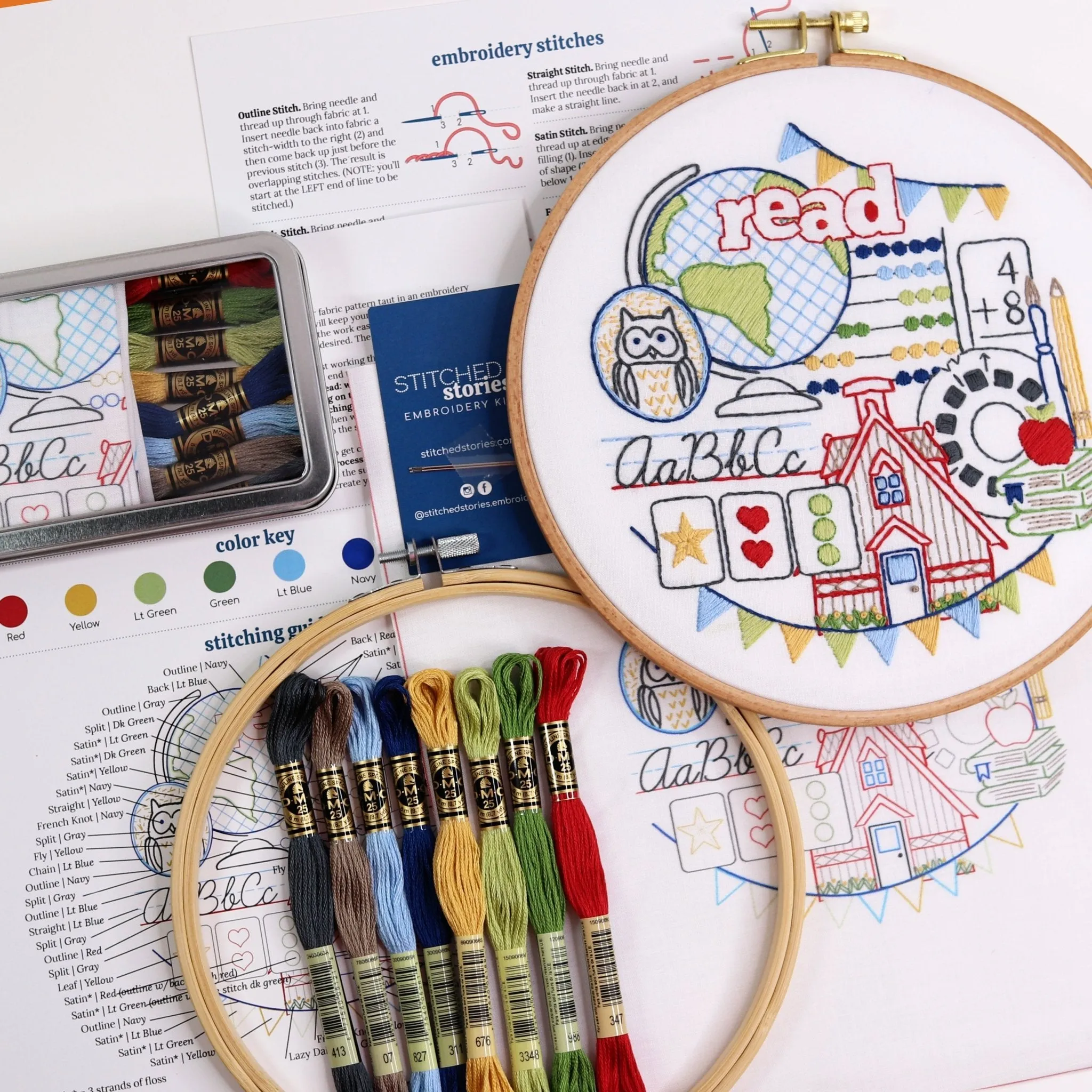 Create, Play, Read Embroidery Kit Bundle of 3
