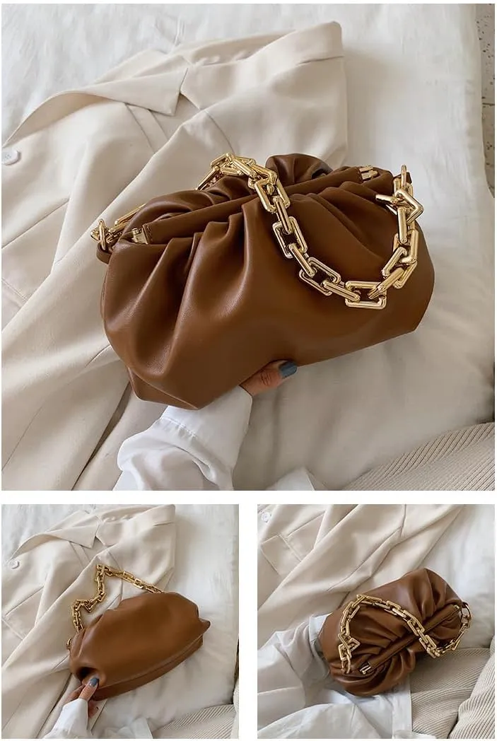 Cute Crossbody Handbag for Women, Crossbody Bag Kawaii Puffy Shoulder Handbags Fashion Puff Sling Purse Shoulder Bag (brown)