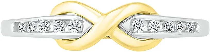 DGOLD Sterling Silver and 10kt Gold Round White Diamond Infinity Ring (1/10 cttw)