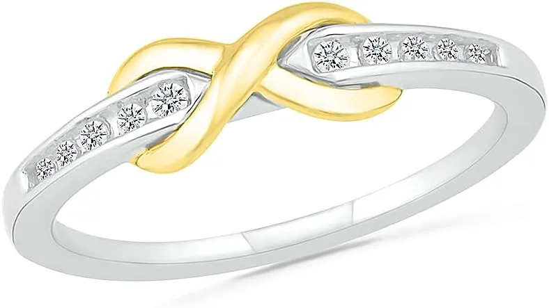 DGOLD Sterling Silver and 10kt Gold Round White Diamond Infinity Ring (1/10 cttw)