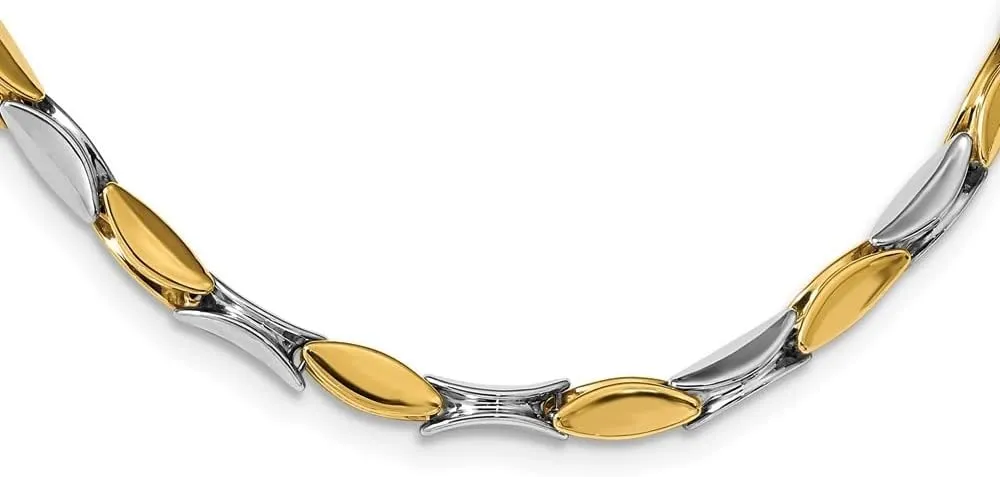 Diamond2Deal 14k Gold Two-tone Polished Fancy Link Necklace