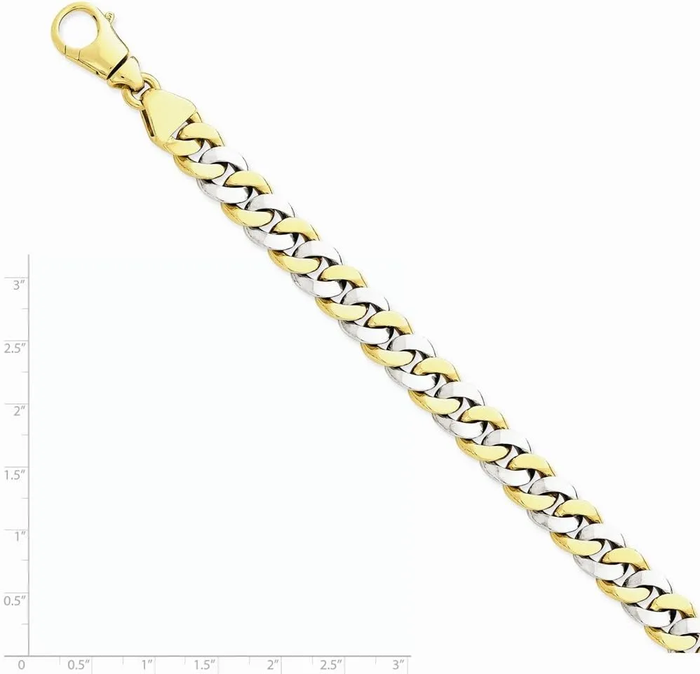 Diamond2Deal 14k Two-tone Gold 10mm Hand Polished Fancy Link Chain Necklace