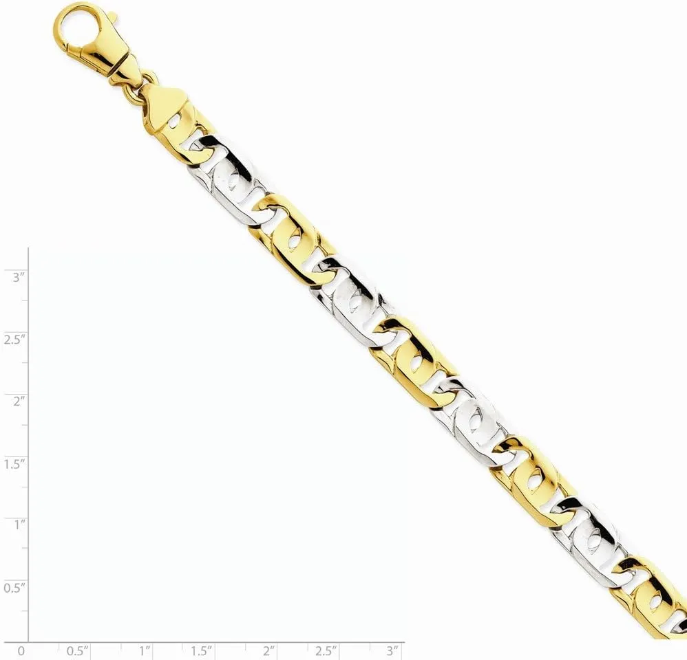 Diamond2Deal 14k Two-tone Gold 10mm Hand Polished Fancy Link Chain Necklace
