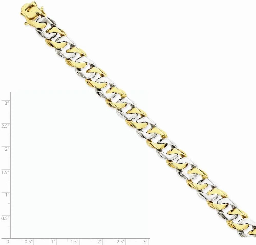 Diamond2Deal 14k Two-tone Gold 11.2mm Hand-polished Fancy Link Chain Necklace