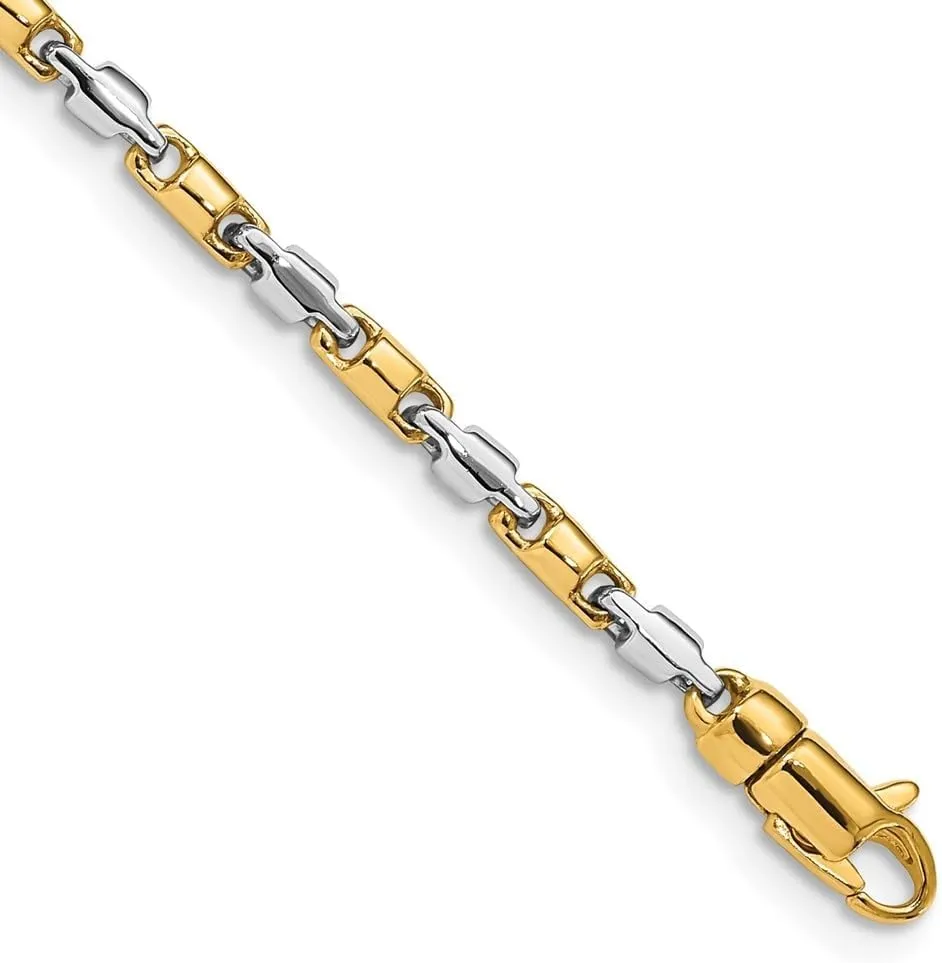 Diamond2Deal 14k Two-tone Gold 2.5mm Hand-polished Fancy Link Chain Necklace