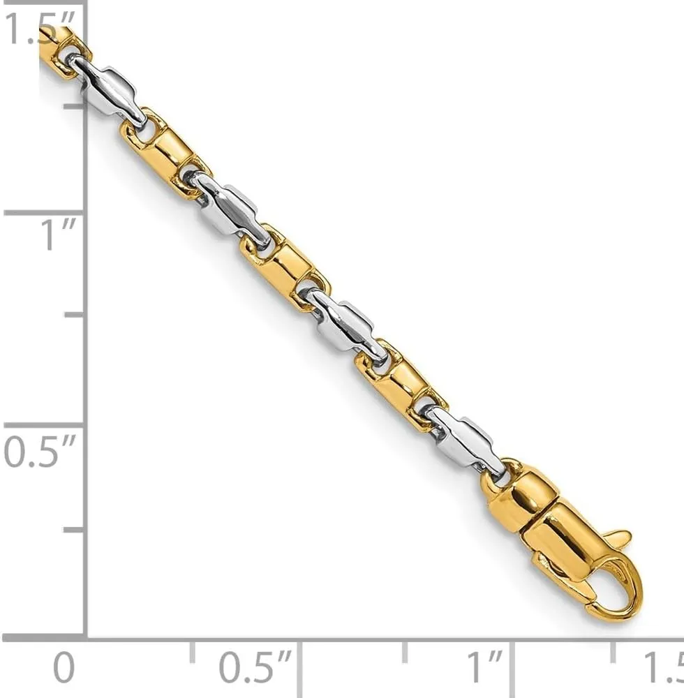Diamond2Deal 14k Two-tone Gold 2.5mm Hand-polished Fancy Link Chain Necklace