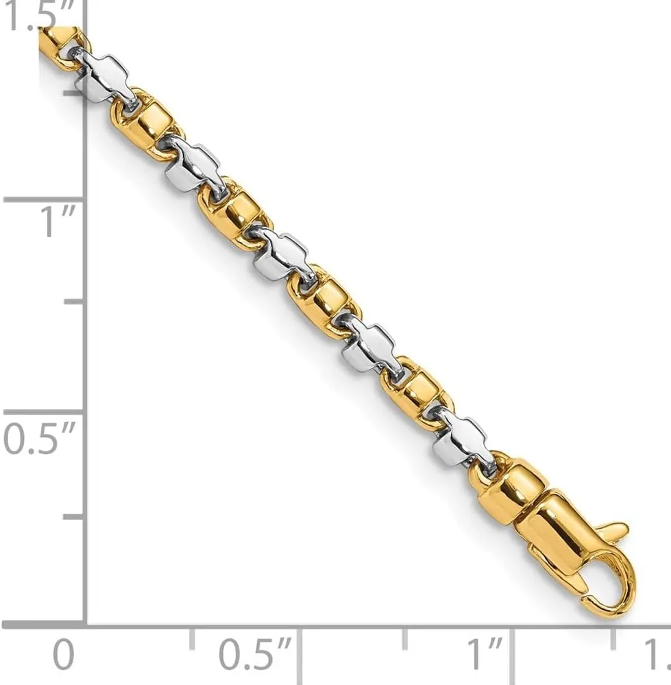 Diamond2Deal 14k Two-tone Gold 2.6mm Hand-polished Fancy Link Chain Necklace