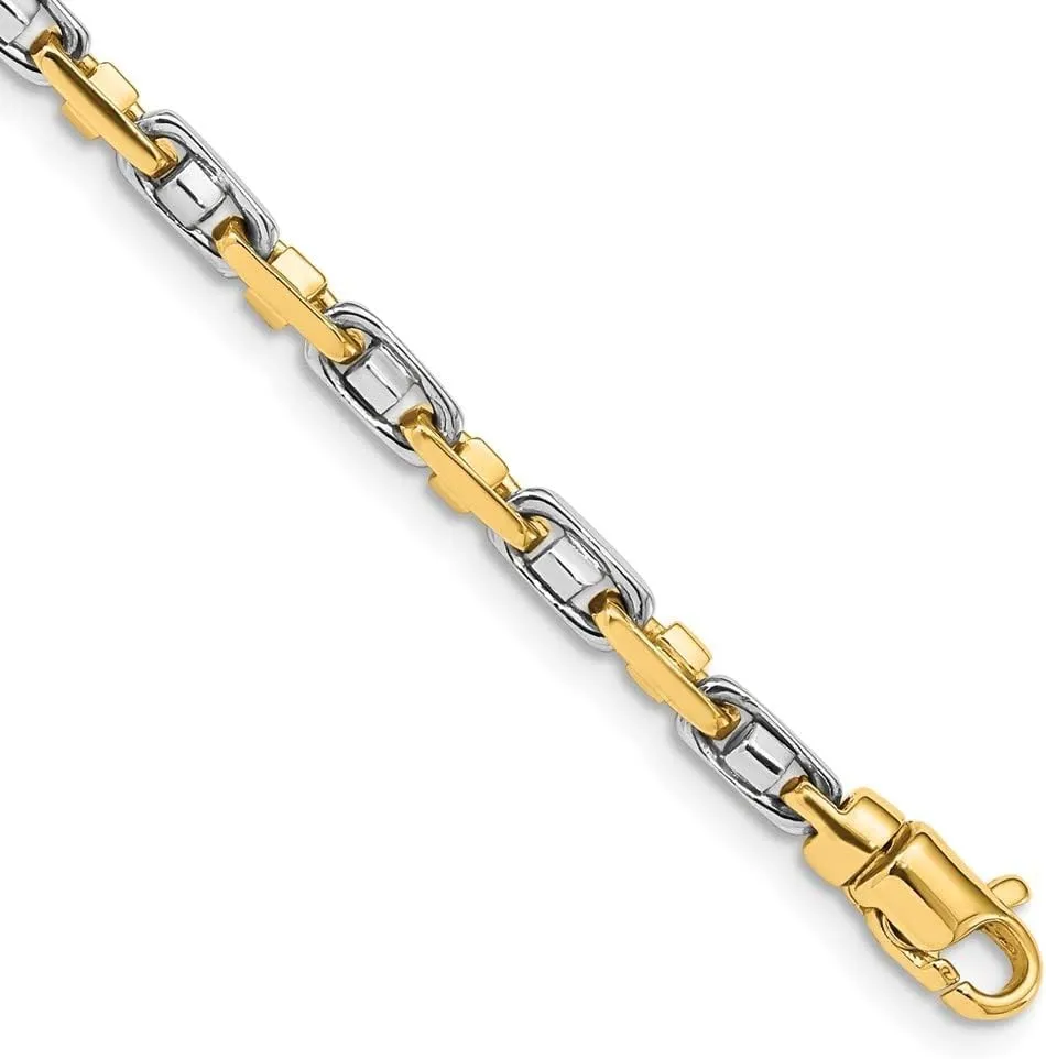 Diamond2Deal 14k Two-tone Gold 3.5mm Fancy Link Chain Necklace