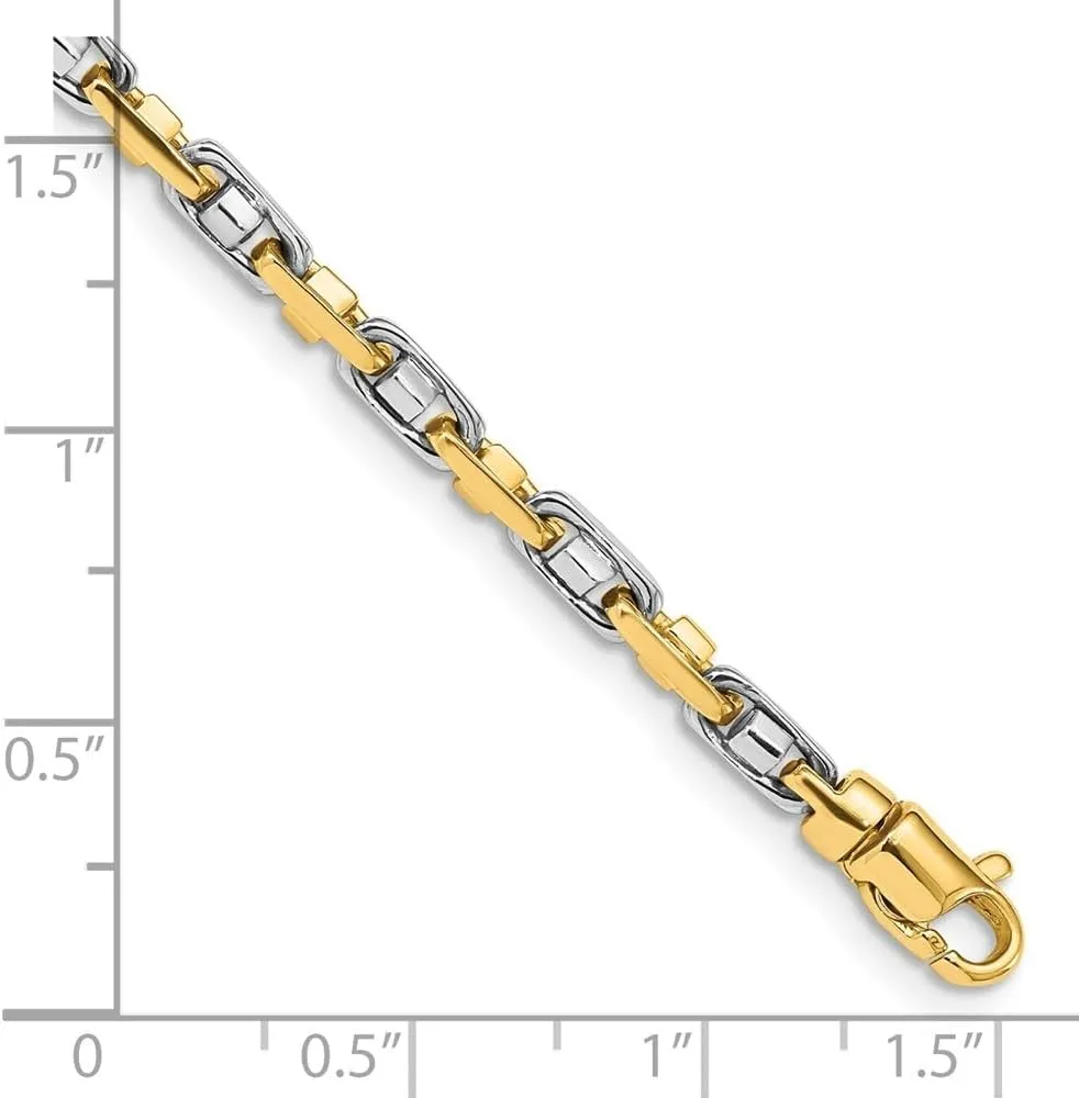 Diamond2Deal 14k Two-tone Gold 3.5mm Fancy Link Chain Necklace