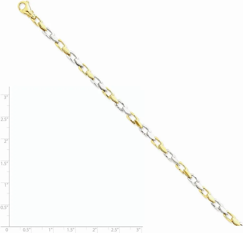 Diamond2Deal 14k Two-tone Gold 4.5mm Hand-polished Fancy Link Chain Necklace