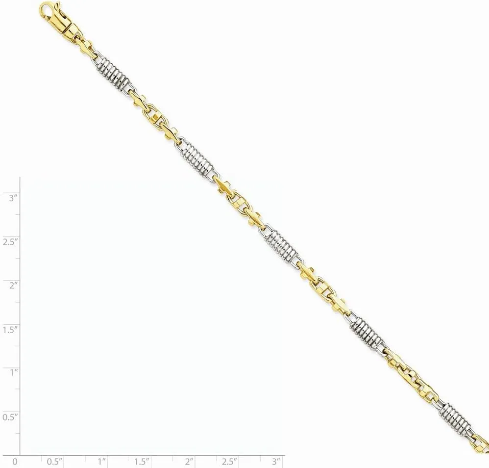 Diamond2Deal 14k Two-tone Gold 4.6mm Hand-polished Fancy Link Chain Necklace