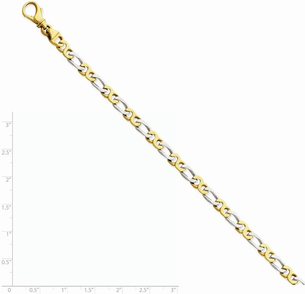 Diamond2Deal 14k Two-tone Gold 4.8mm Hand Polished Fancy Link Chain Necklace