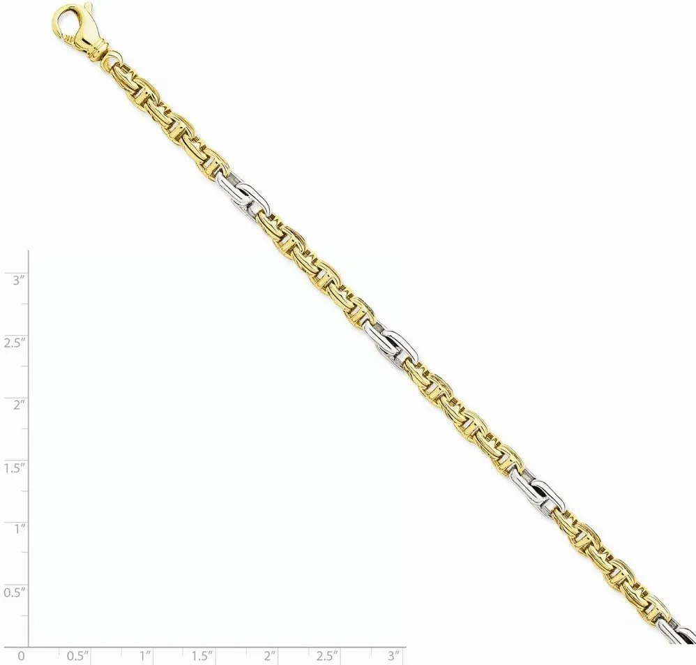 Diamond2Deal 14k Two-tone Gold 5.38mm Hand-polished Fancy Link Chain Necklace
