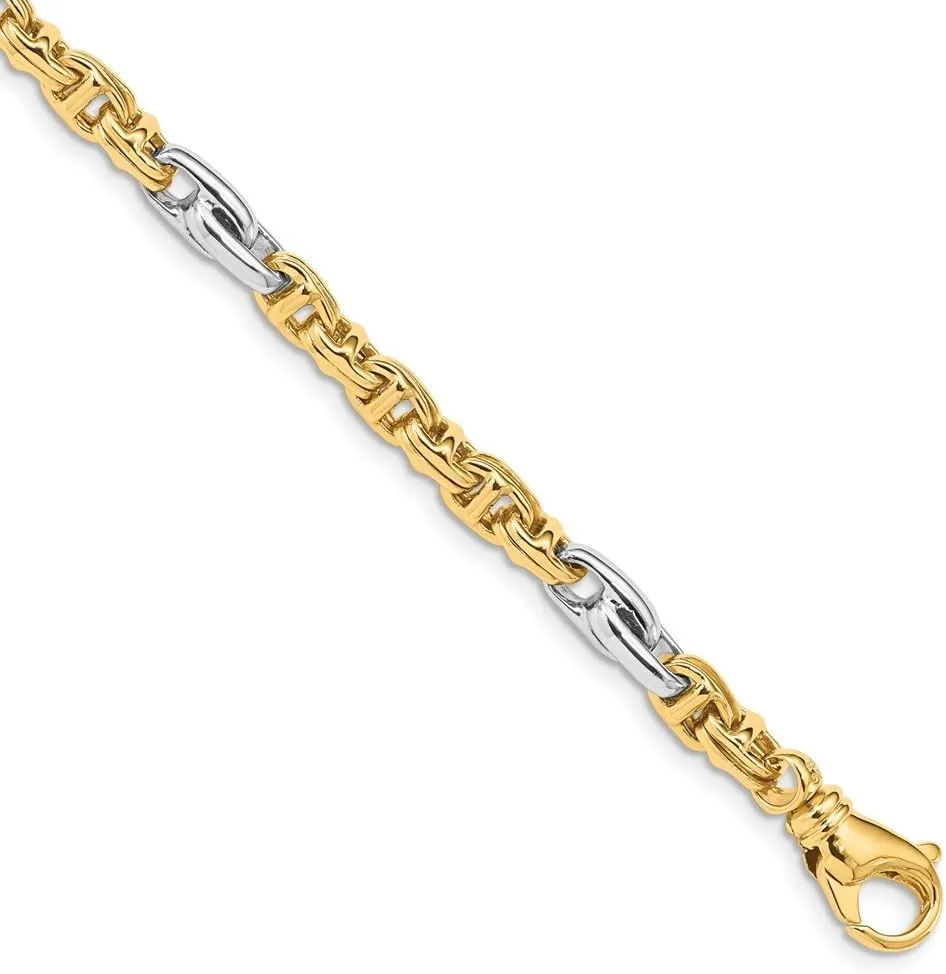 Diamond2Deal 14k Two-tone Gold 5.38mm Hand-polished Fancy Link Chain Necklace