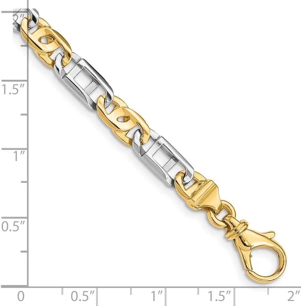 Diamond2Deal 14k Two-tone Gold 5.5mm Hand Polished Fancy Link Chain Necklace
