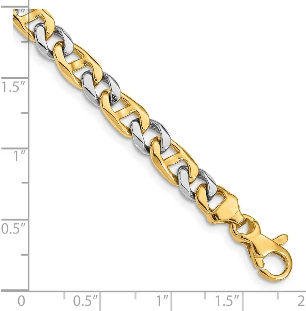 Diamond2Deal 14k Two-tone Gold 5.6mm Hand-Polished Fancy Link Chain Necklace
