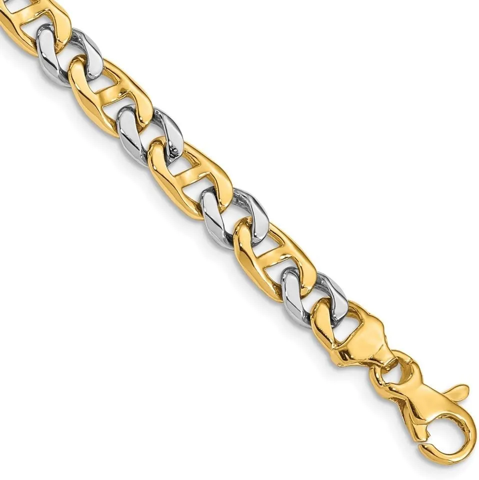 Diamond2Deal 14k Two-tone Gold 5.6mm Hand-Polished Fancy Link Chain Necklace