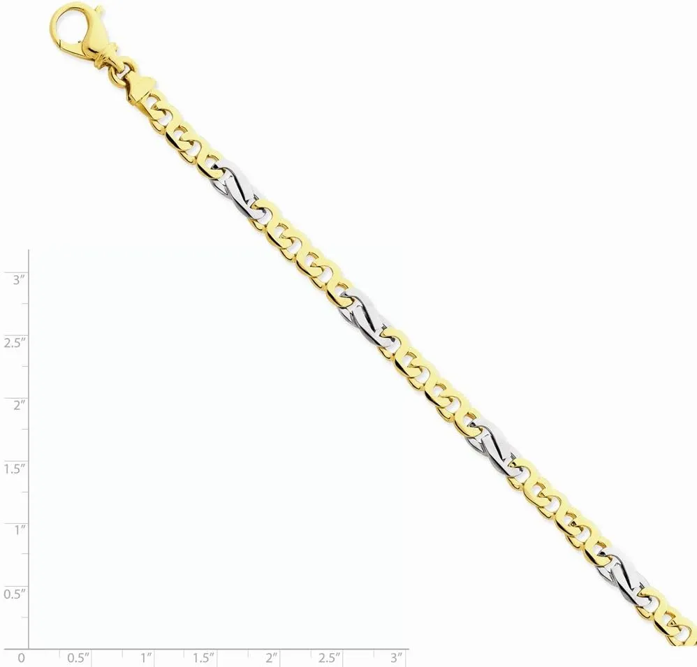 Diamond2Deal 14k Two-tone Gold 5.8mm Hand Polished Fancy Link Chain Necklace