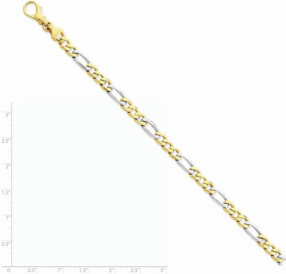 Diamond2Deal 14k Two-tone Gold 5.8mm Hand Polished Fancy Link Chain Necklace