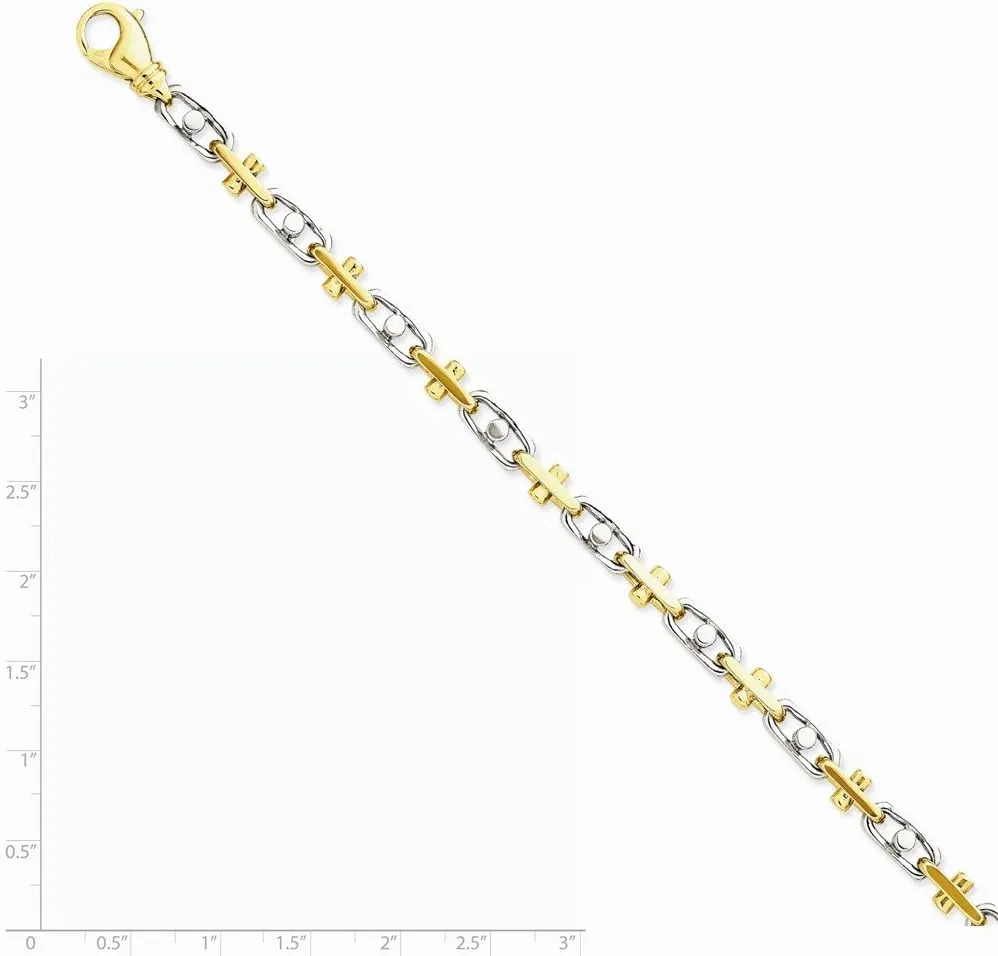 Diamond2Deal 14k Two-tone Gold 5.8mm Hand-polished Fancy Link Chain Necklace