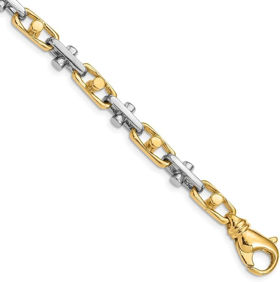 Diamond2Deal 14k Two-tone Gold 5.8mm Hand-polished Fancy Link Chain Necklace