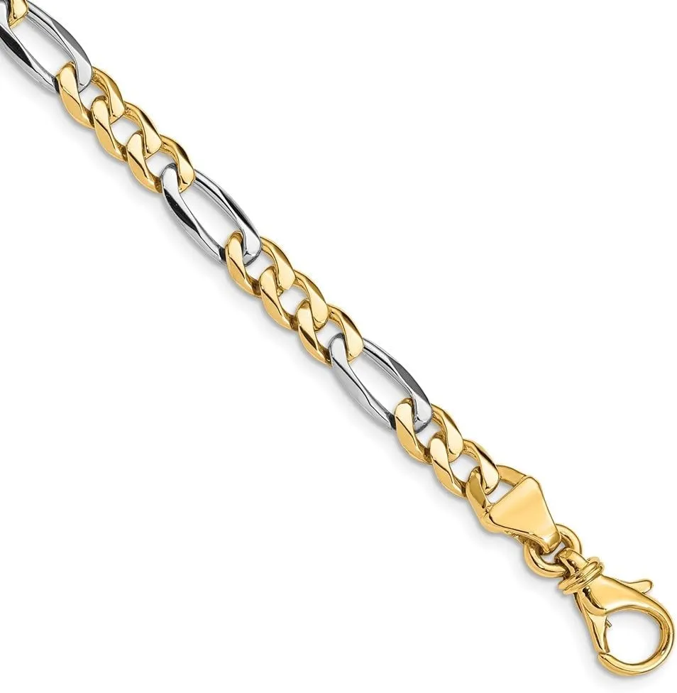Diamond2Deal 14k Two-tone Gold 5.8mm Hand Polished Fancy Link Chain Necklace