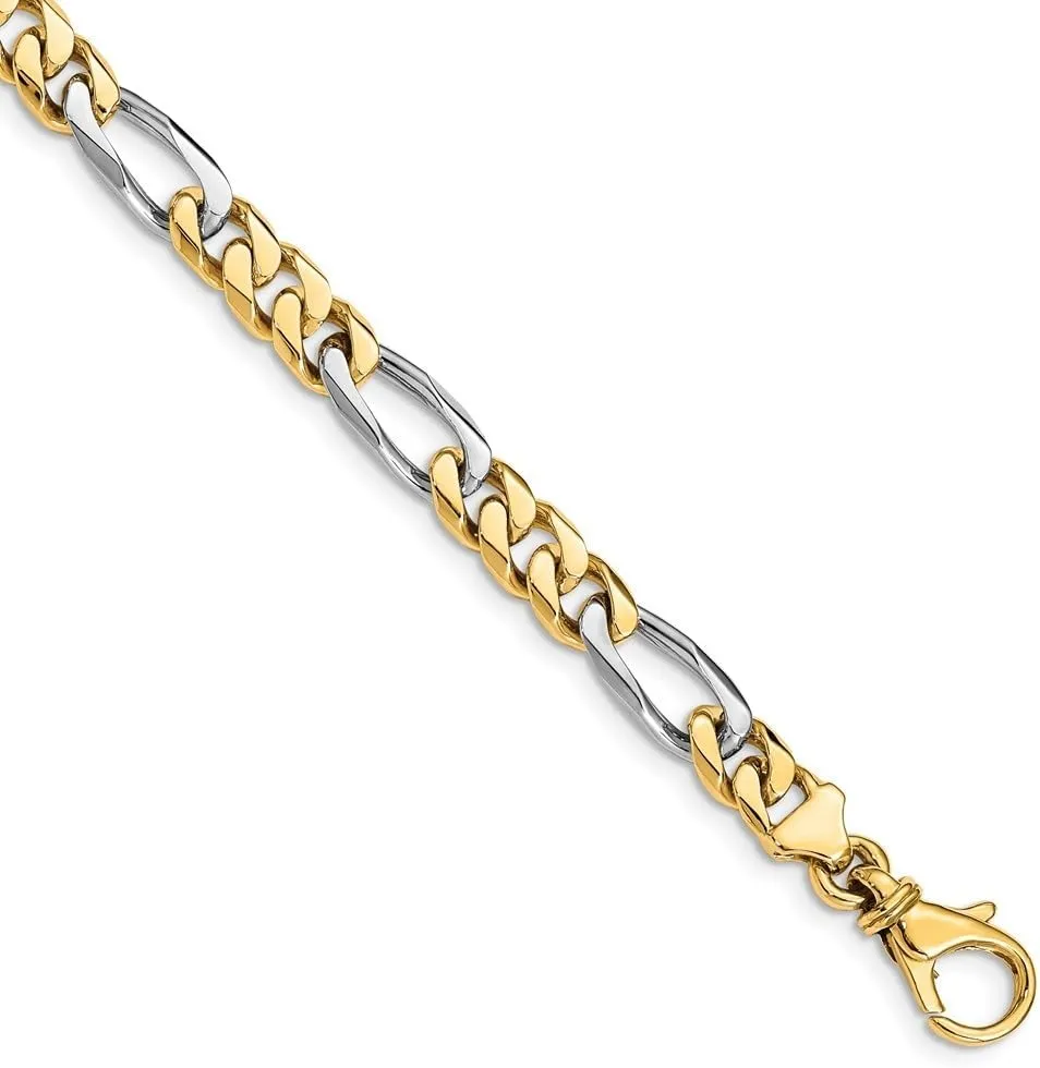 Diamond2Deal 14k Two-tone Gold 6.1mm Hand-polished Fancy Link Chain Necklace