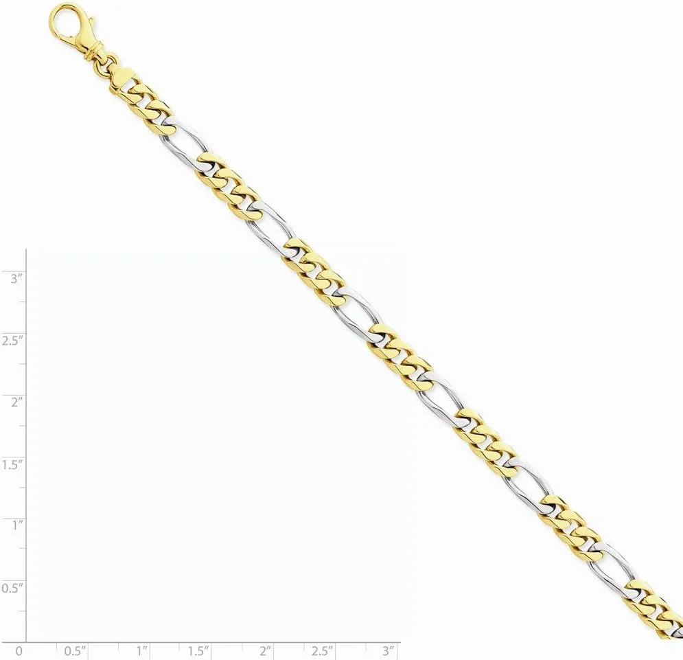 Diamond2Deal 14k Two-tone Gold 6.1mm Hand-polished Fancy Link Chain Necklace