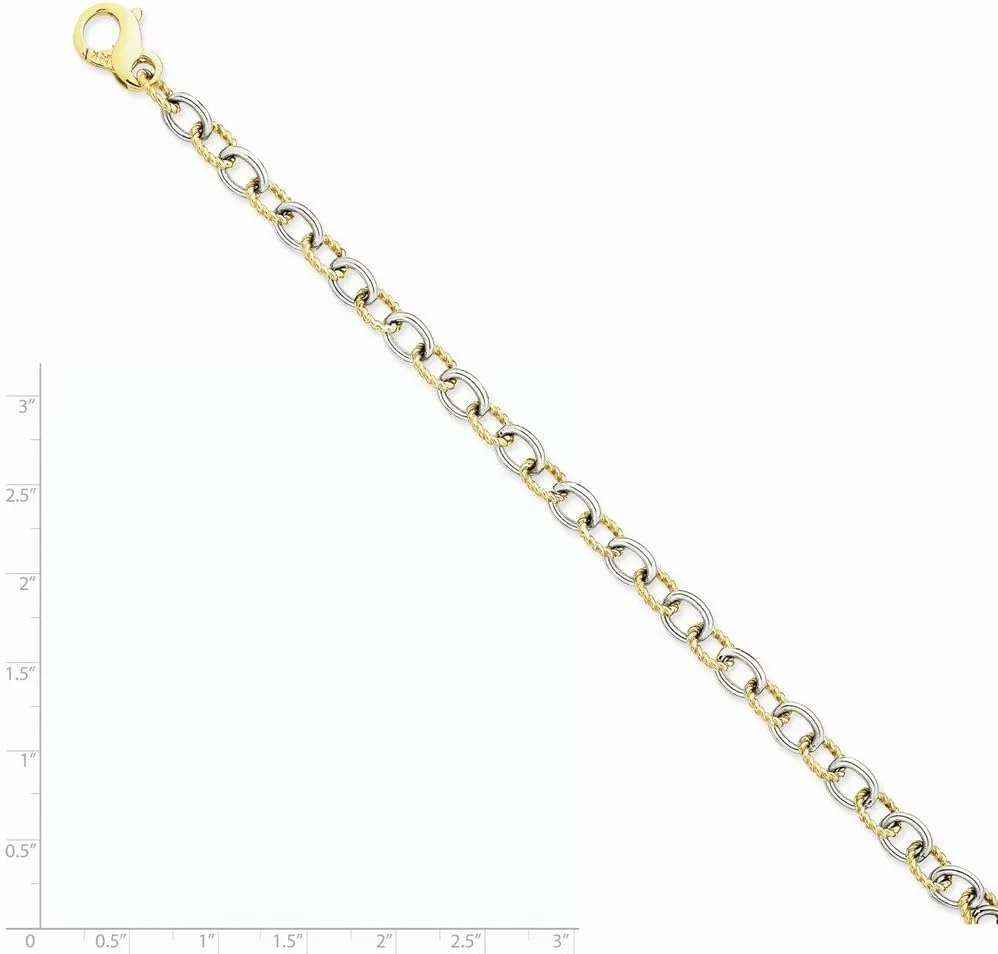 Diamond2Deal 14k Two-tone Gold 6.5mm Fancy Link Chain Necklace