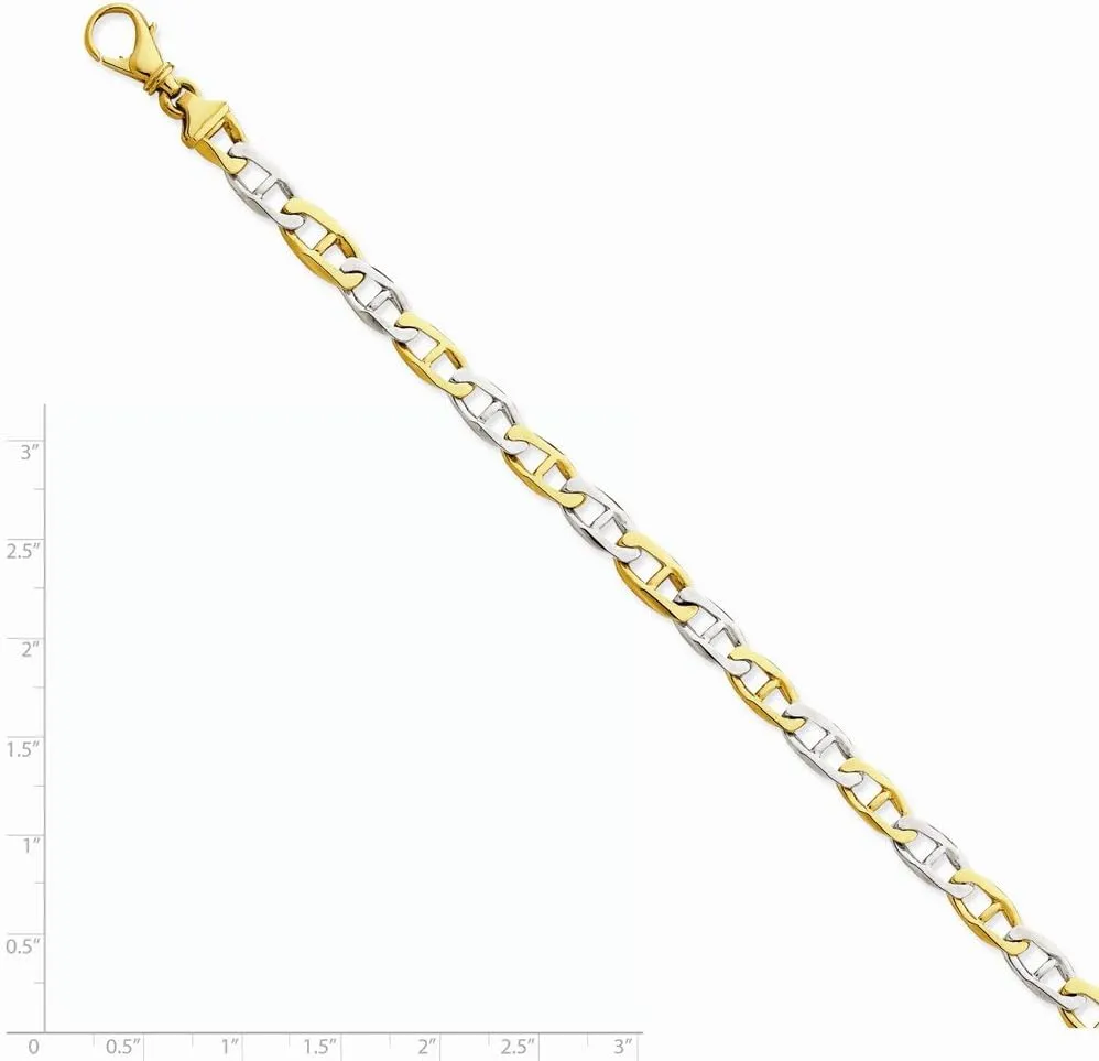Diamond2Deal 14k Two-tone Gold 6.5mm Hand-polished Fancy Link Chain Necklace